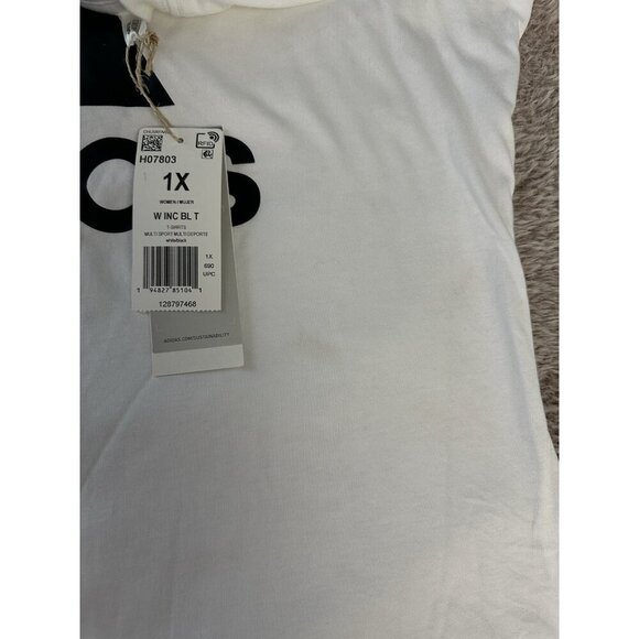 Adidas Womens Regular fit Short Sleeve Logo T-Shirt Shirt White Solid - Picture 4 of 11
